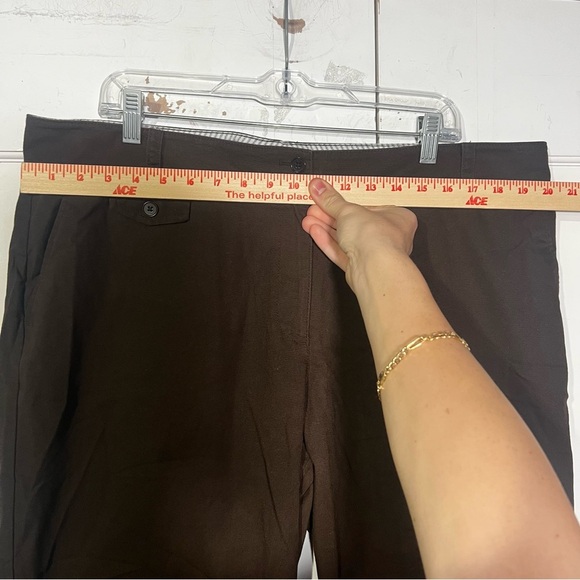 Talbots Signature Wide Leg Ankle Pants Cropped Brown Size 18 Careerwear Office - Picture 3 of 9